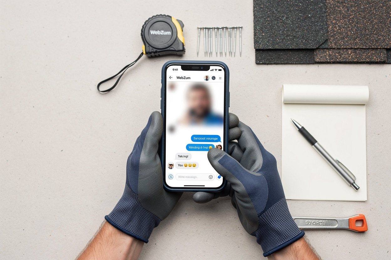 WebZum AI chatbot interface capturing roofing leads automatically 24/7