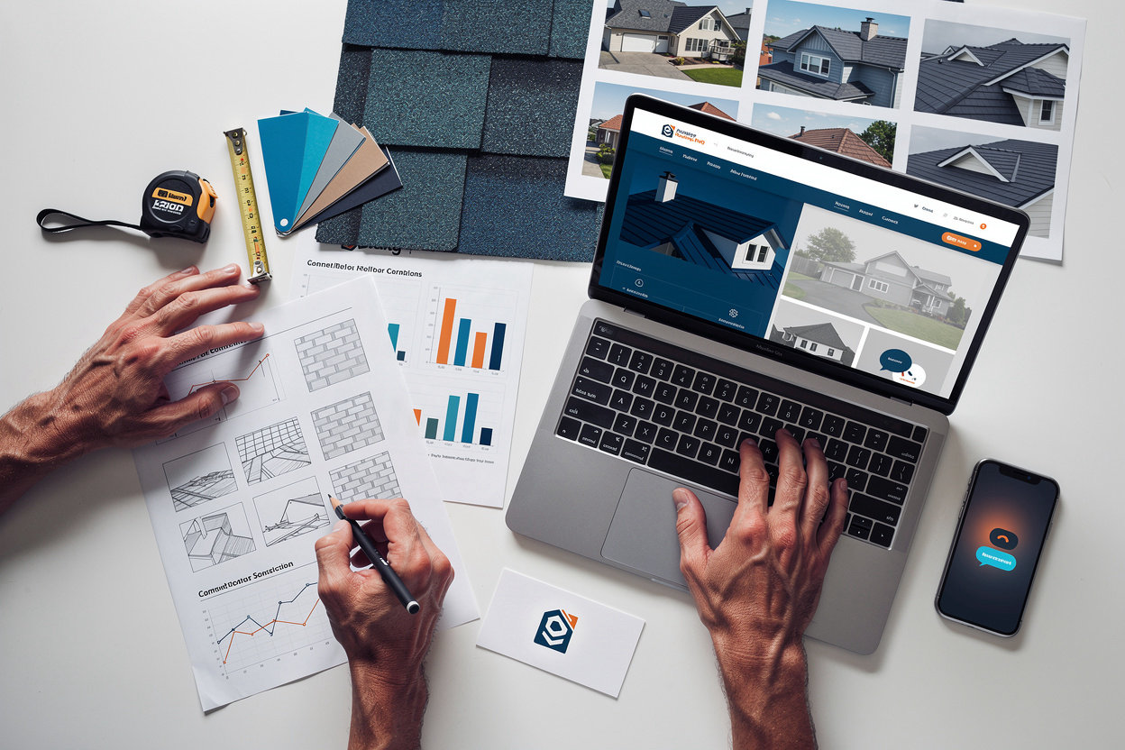 WebZum AI-powered roofing website builder with research-first approach, custom images, and lead capture chatbot